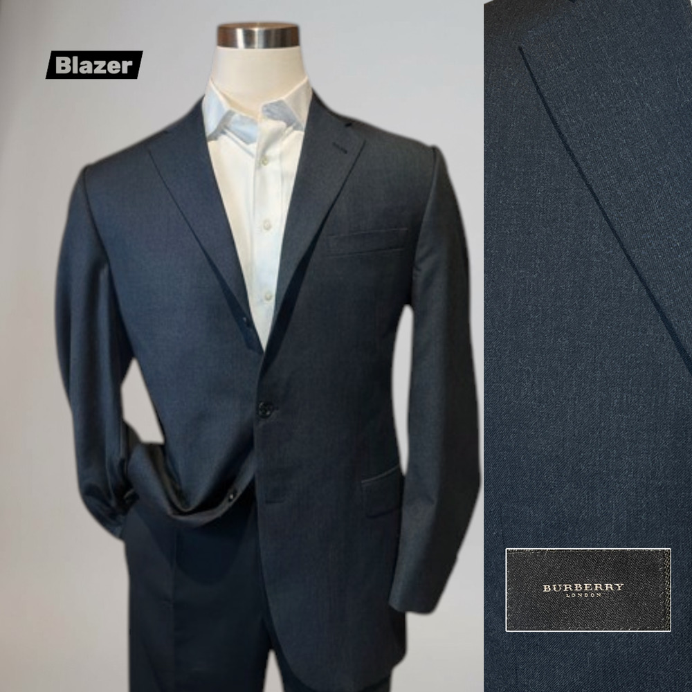Burberry London 44L Charcoal Gray Blazer Sport Coat 3/2 Roll Note